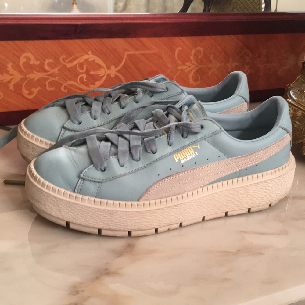 Puma Basket platform blue lace up Sneakers sz.8.5 - Picture 10 of 14